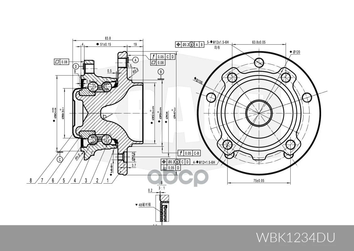 Ступица передн. BMW 1 06-/ 3 04-/ X1 09-/ Z4 - миниатюра 8