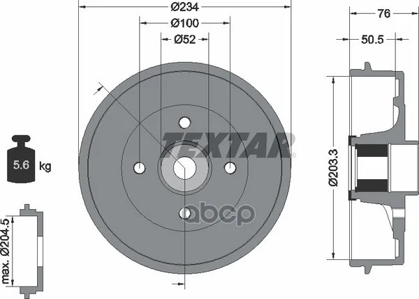Тормозной барабан 94042400 Textar - изображение 1