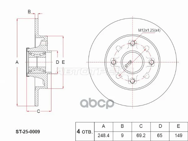 Диск тормозной (Сзади) Citroen C3 01-16 / C4 04-16 - изображение 1