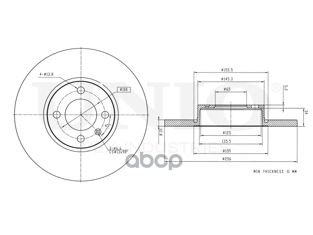 Диск тормозной передний VW Passat B3-B4 88-, Golf - миниатюра 3