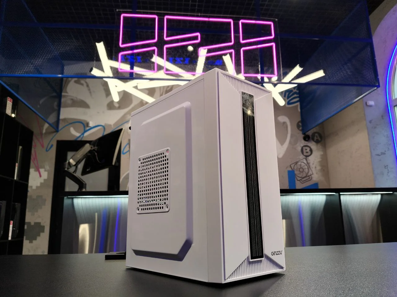 Корпус для пк Ginzzu B380, белый, RGB лента - миниатюра 3