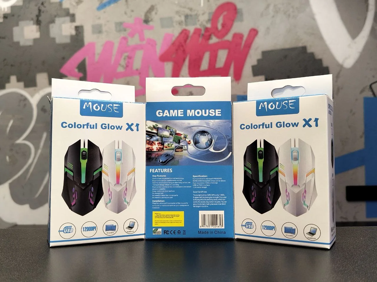 Новая игровая мышка Colorful Glow x1 black - миниатюра 3