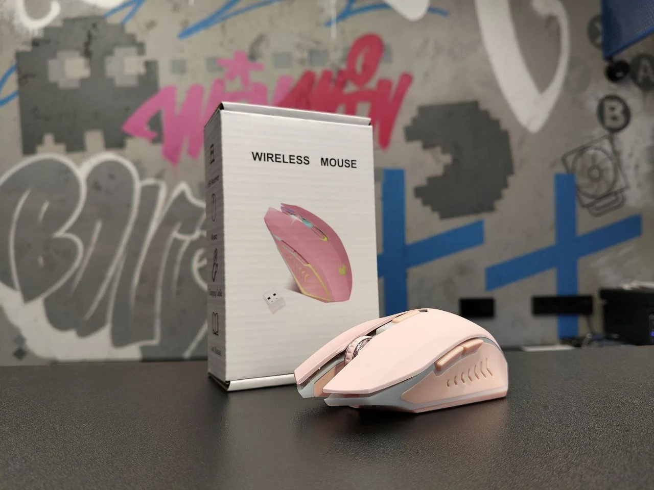 Беспроводная мышь Pink с RGB, 2400 DPI, 2.4 GHz - изображение 1