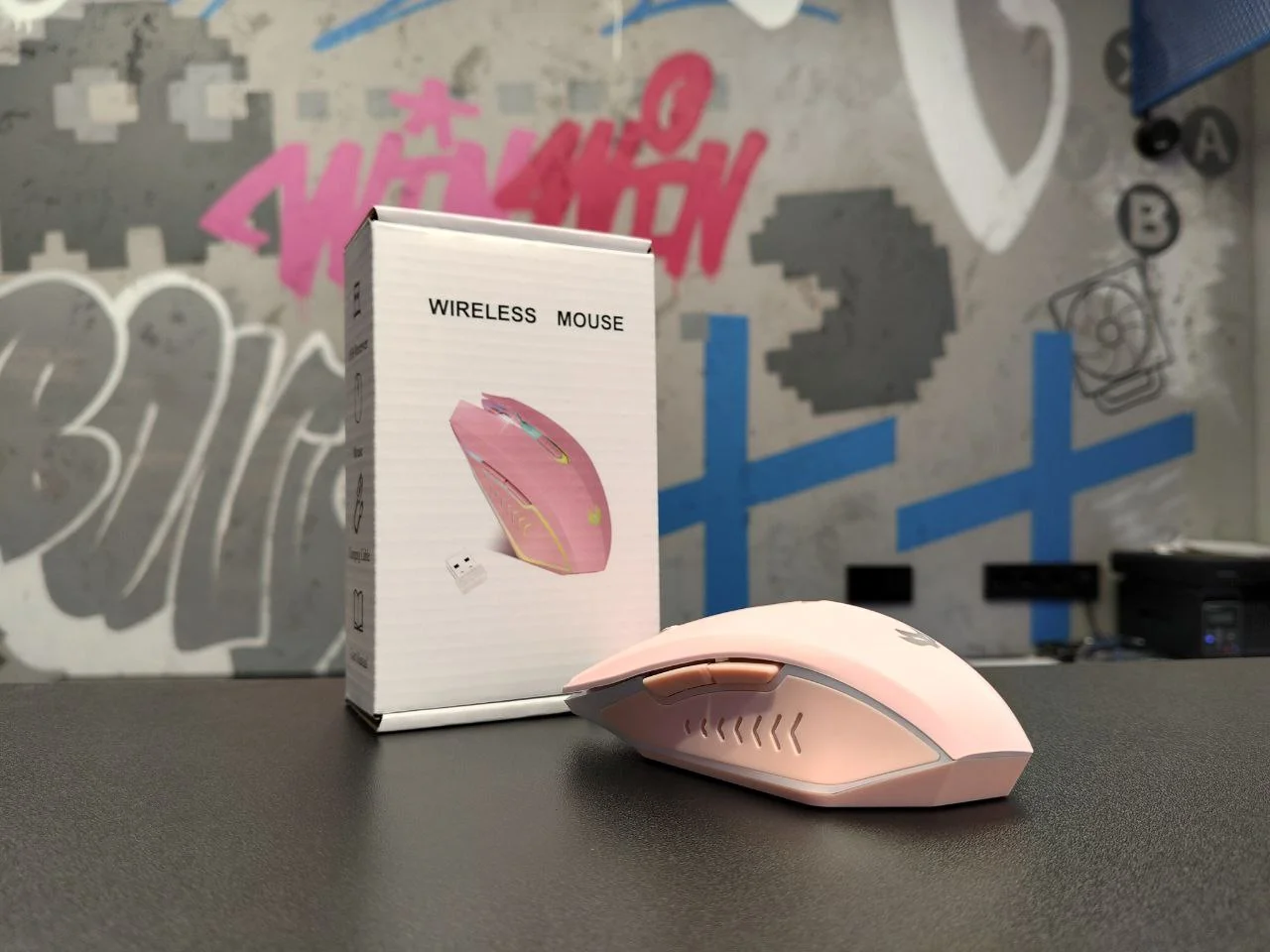 Беспроводная мышь Pink с RGB, 2400 DPI, 2.4 GHz - миниатюра 2
