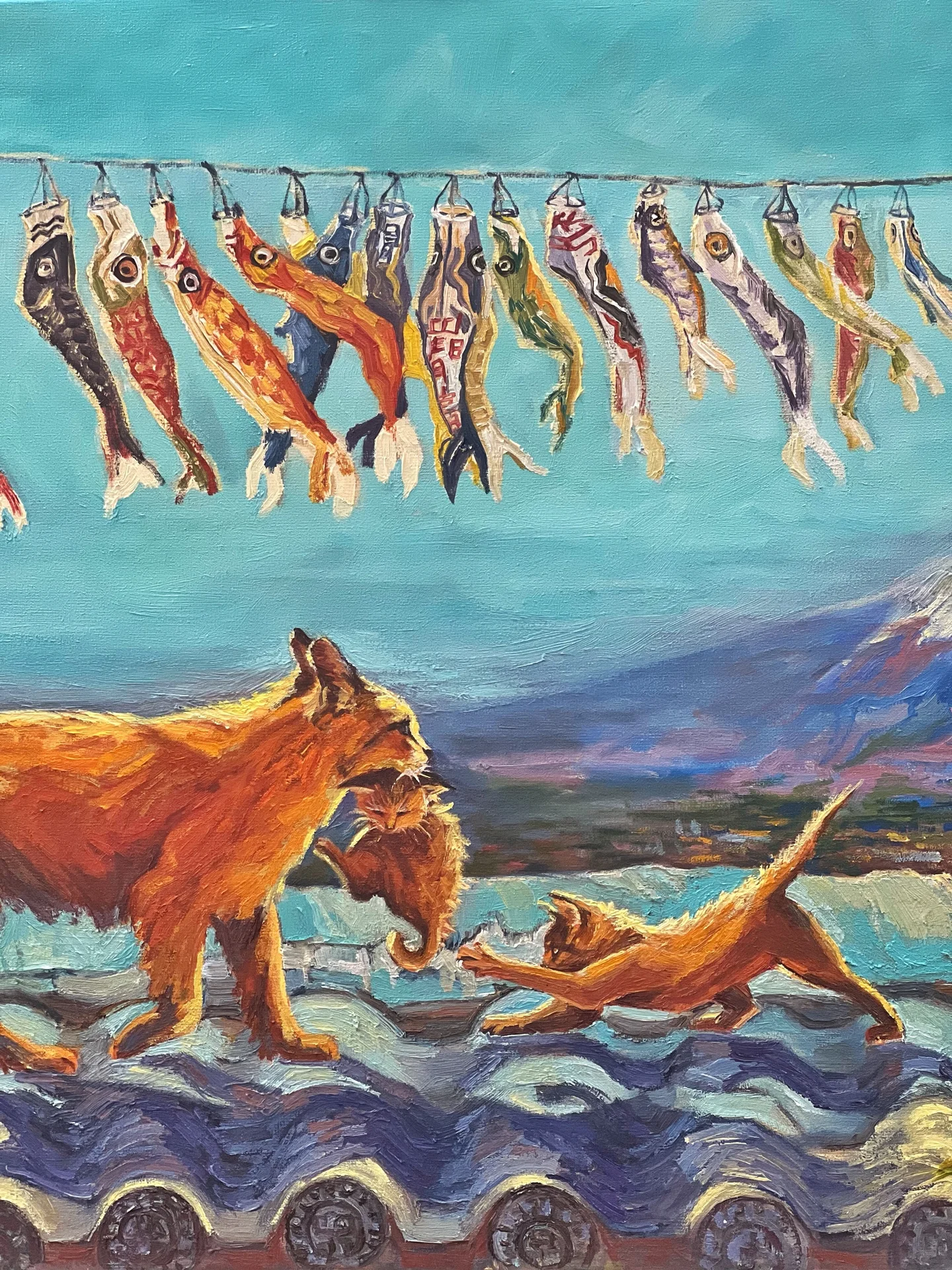 Картина «Koinobori»  холст&масло, 30х70 - миниатюра 3