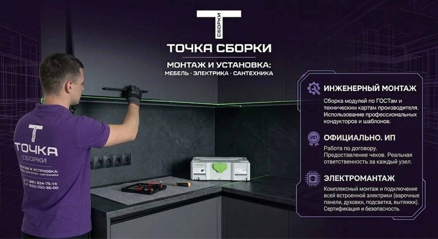 Сборка кухонь: монтаж, электрика, сантехника - изображение 1