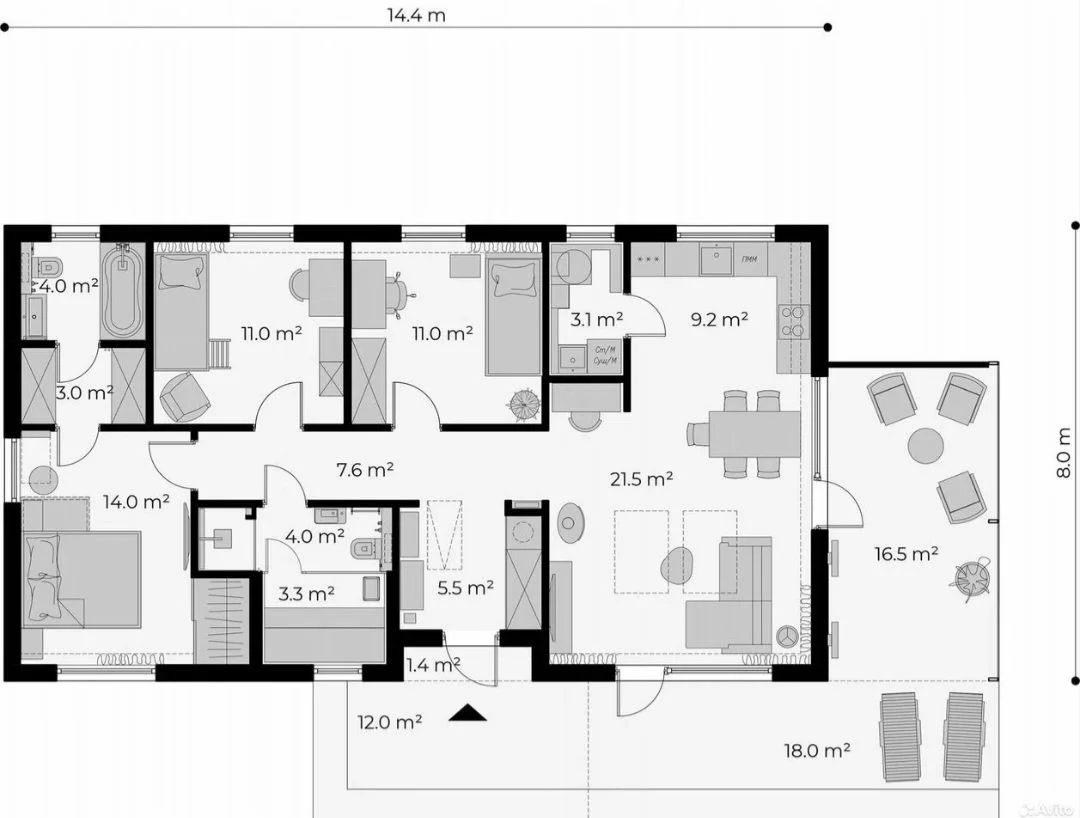 Проект дома Mikea 5 second floor - миниатюра 7