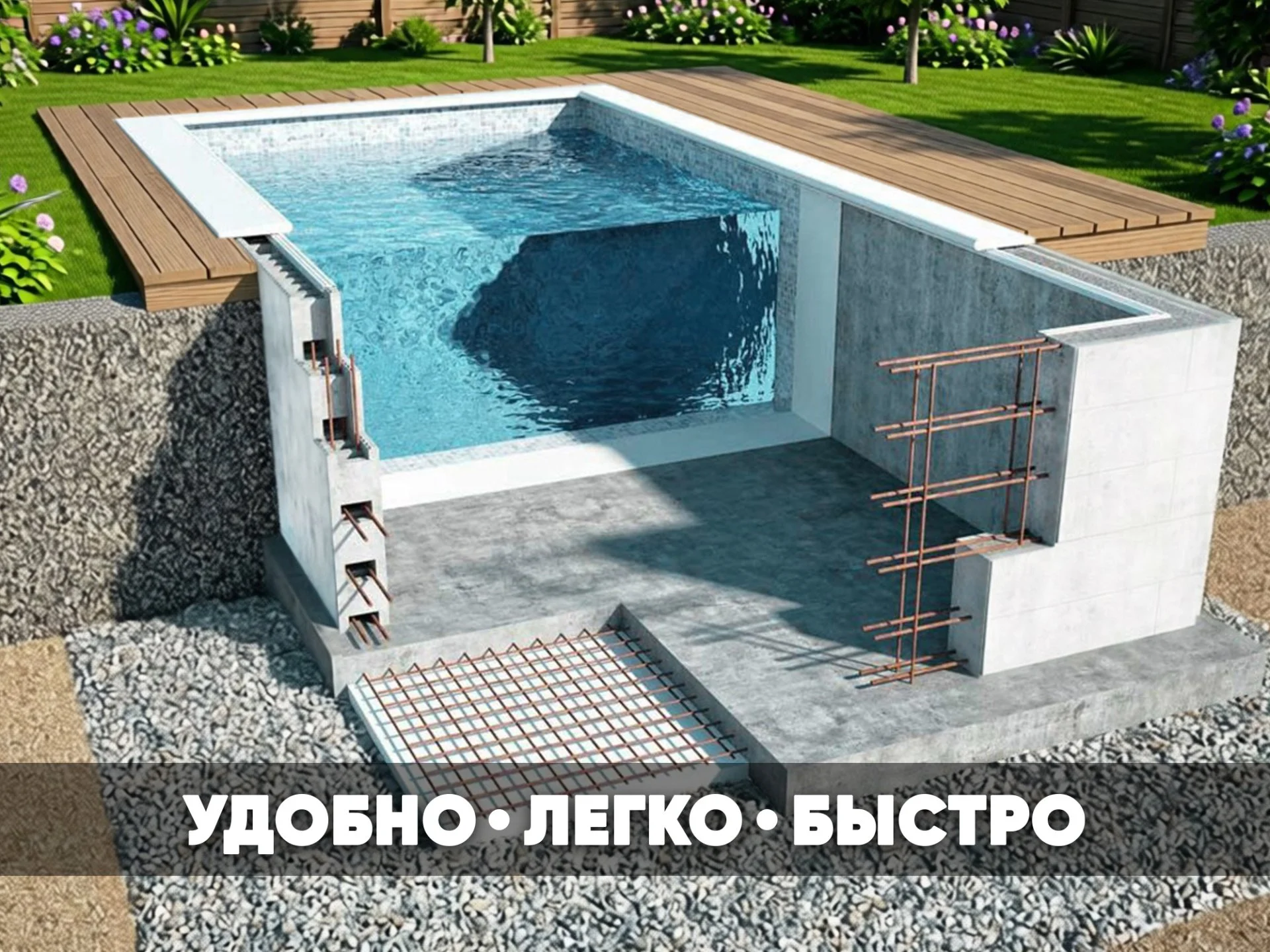 Чаша для бассейна 6х3х1.5м комплект для сборки - миниатюра 2