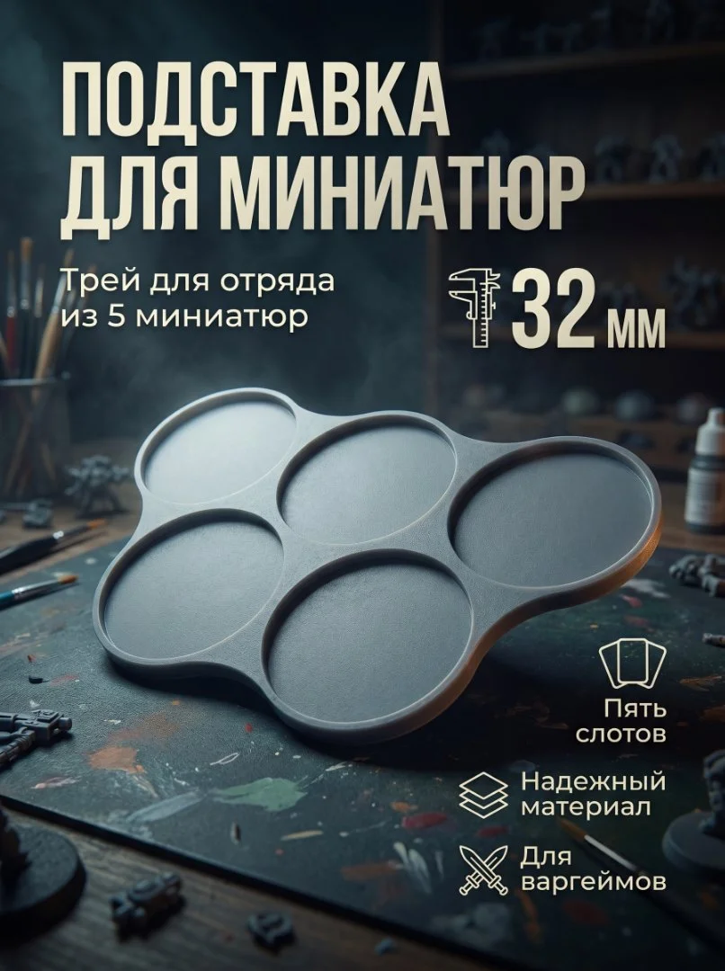Трей для отряда из 5 миниатюр / Подставка / База - изображение 1