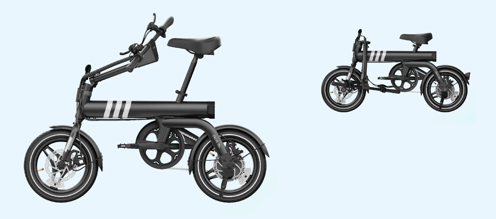 Компактный, лёгкий складной электровелосипед Okai EBF20 FlexNano - миниатюра 4