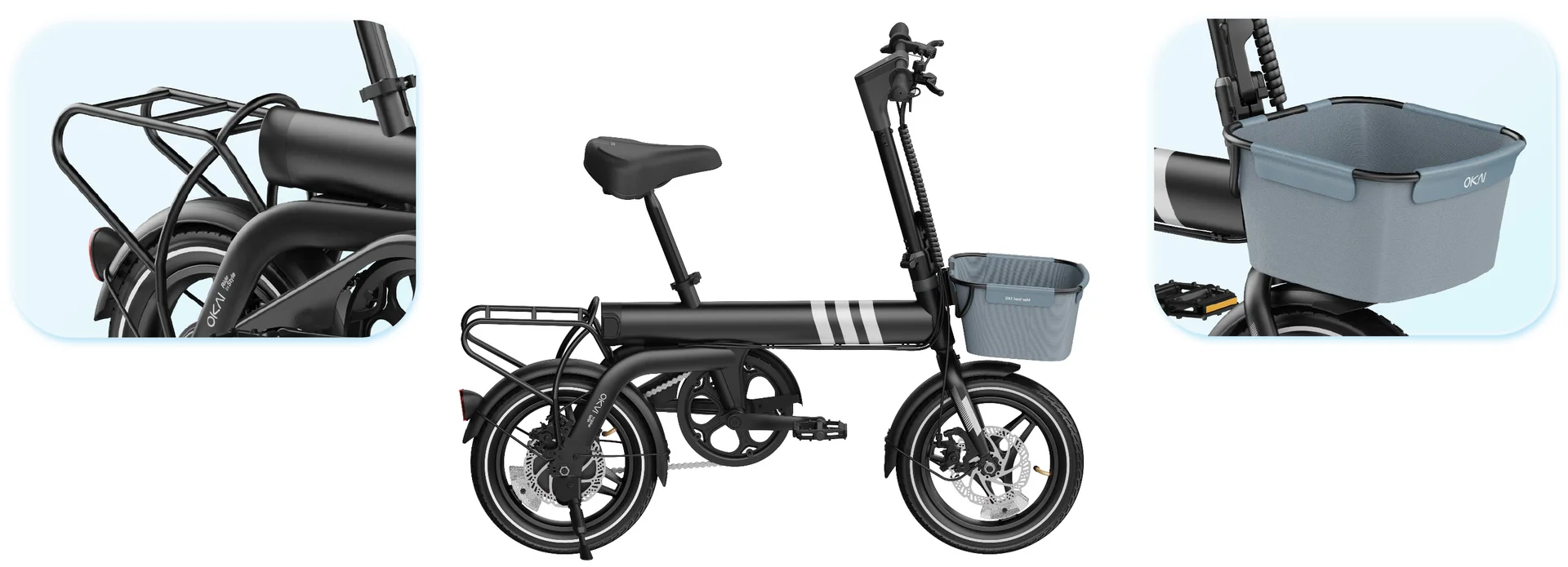 Компактный, лёгкий складной электровелосипед Okai EBF20 FlexNano - миниатюра 6