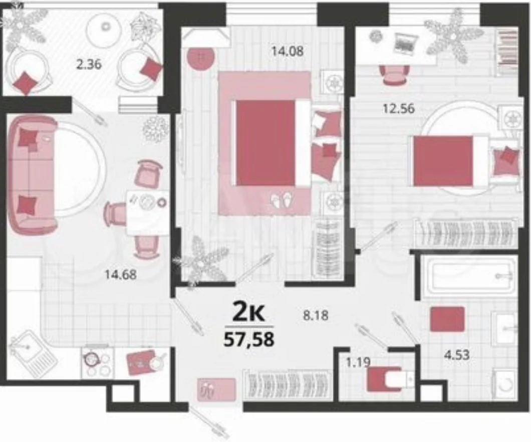 2 к кВ 55 кв метров - изображение 1