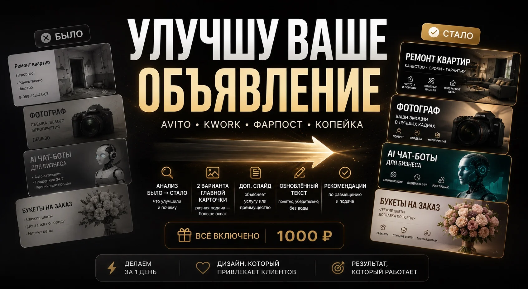 УЛУЧШУ ВАШЕ ОБЪЯВЛЕНИЕ НА АВИТО / КОПЕЙКА / ФАРПОСТ - изображение 1