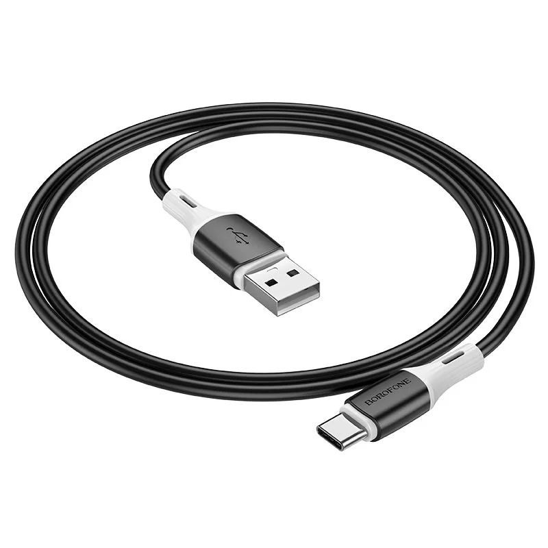 Кабель USB BOROFONE Tyre-C IP  1 м, силиконовый черный