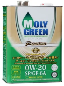 MOLY GREEN PREMIUM (PAO) 0W20 SP/GF-6A Масло моторное синтетика 4л - миниатюра 2