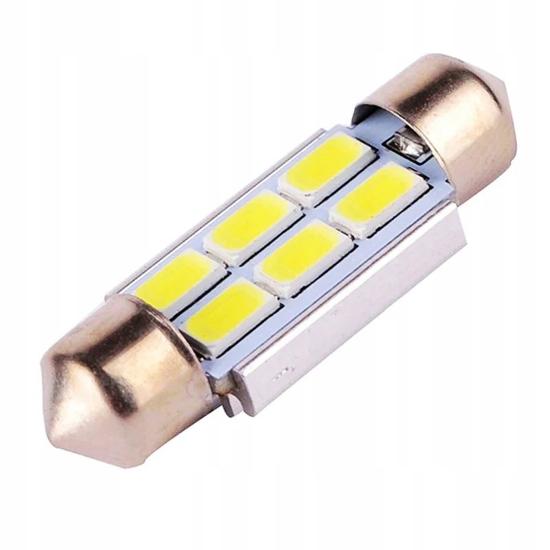 Автолампа диод C5W 11-36 (SV8,5) 12V 6 SMD белая KS бипол CANBUS радиатор, салон (5630) - изображение 1