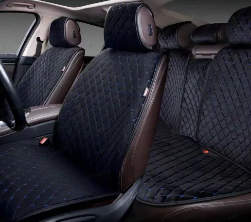 Накидки Premier Alcantara Lux черный/синяя стеганая 4 шт - изображение 1