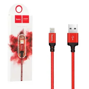 Кабель USB HOCO Apple  1 м, красно-черный - миниатюра 2