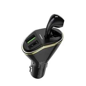 Гарнитура Bluetooth+автомобильное ЗУ HOCO  2USB черный - миниатюра 2
