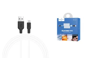 Кабель USB HOCO Apple силиконовый  1м, черно-белый - миниатюра 2