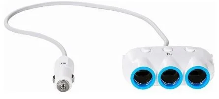 АЗУ HOCO 3.1А 2USB 3 гнезда, 55см. белый - изображение 1