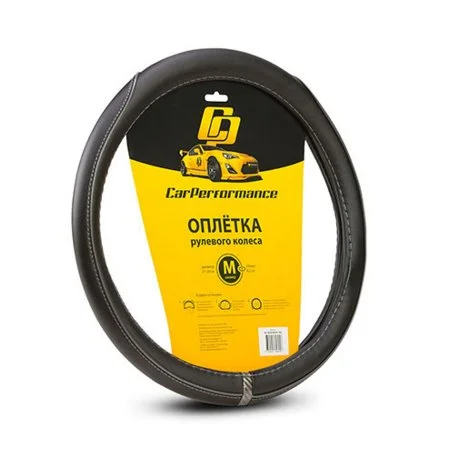 Оплетка CAR PERFORMANCE из экокожи, черная с серыми вставками (М) - изображение 1