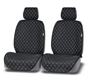 Накидки на сиденья Alcantara Lux черная стеганая 2 шт - миниатюра 2