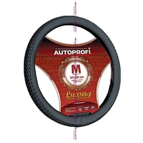 Оплетка Luxury имитация кожи, плетение, черная - миниатюра 3