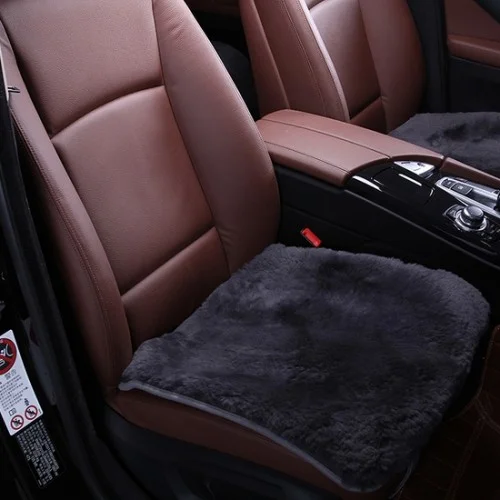 Накидка-подушка меховая на переднее сиденье PREMIER ANTISLIP SEAT серый, 2 шт - изображение 1