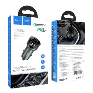 АЗУ  PD20W + QC3,0 быстрая зарядка, металлик HOCO - миниатюра 2