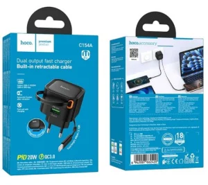 Сетевое зарядное устро Type-c QC 3.0 PD20W, черный Hoco - миниатюра 2