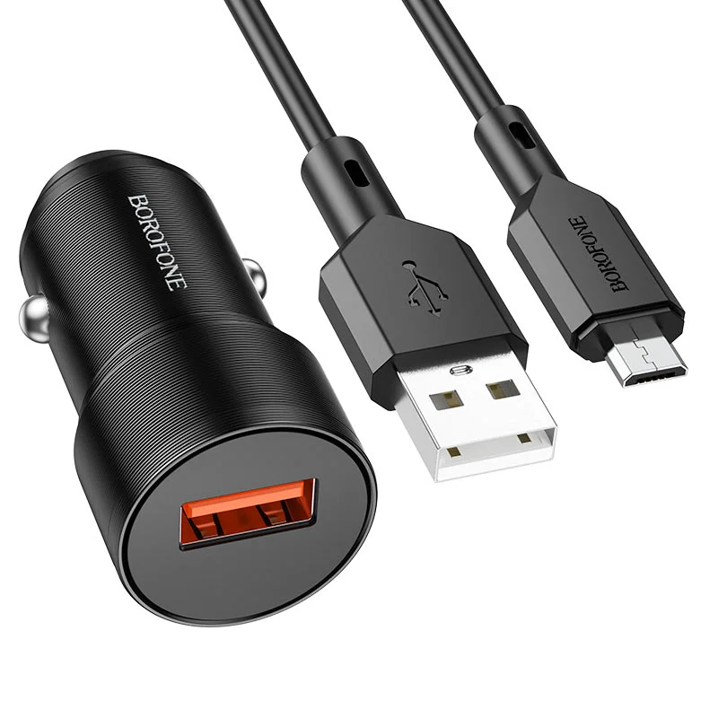 АЗУ + кабель QC3.0 18W, Micro черный BOROFONE - изображение 1