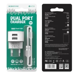 Устройство зарядное сетевое 2USB, белый BOROFONE - миниатюра 2