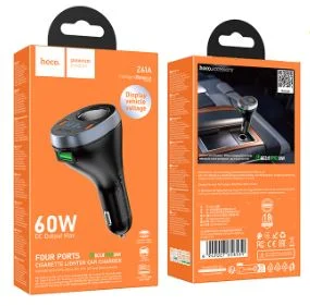 АЗУ HOCO PD60W 2C1A+гнездо быстрая зарядка, черный - изображение 1