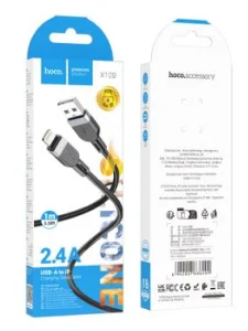 Кабель USB HOCO  APPLE силиконовый 1м, черный - миниатюра 2