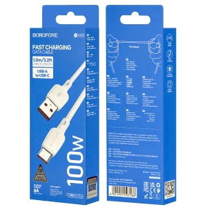 Кабель USB Tyre-C 1 м,белый Borofone - миниатюра 2
