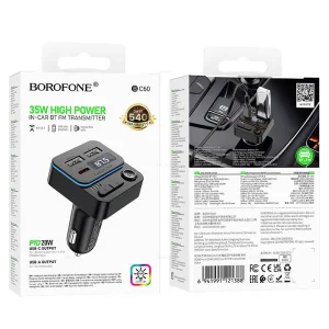 FM модулятор (трансмиттер) Hoco bluetooth, черный Borofone - миниатюра 2