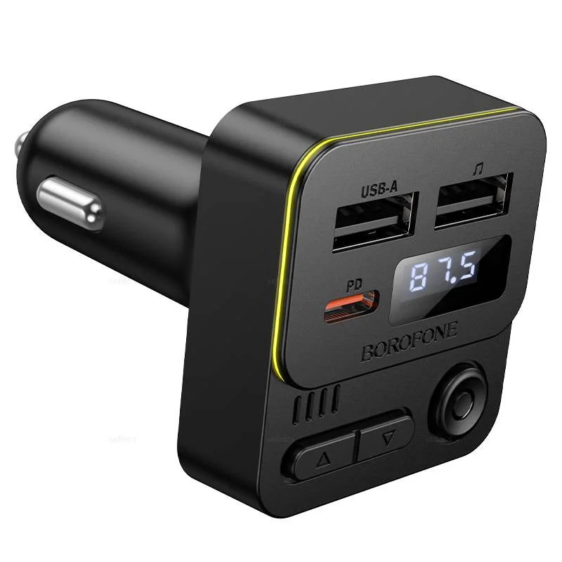 FM модулятор (трансмиттер) Hoco bluetooth, черный Borofone - миниатюра 3
