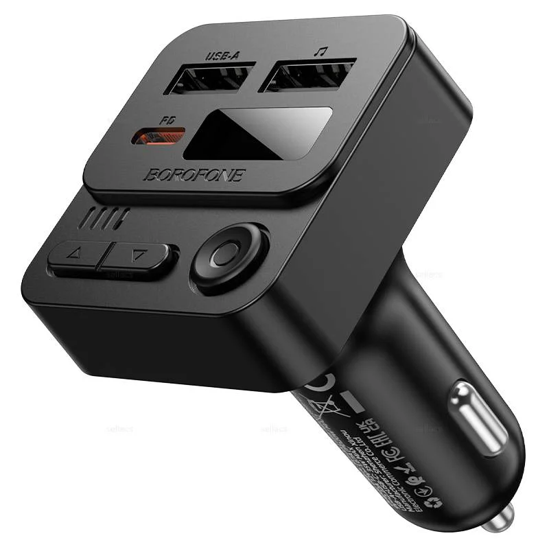 FM модулятор (трансмиттер) Hoco bluetooth, черный Borofone - миниатюра 5