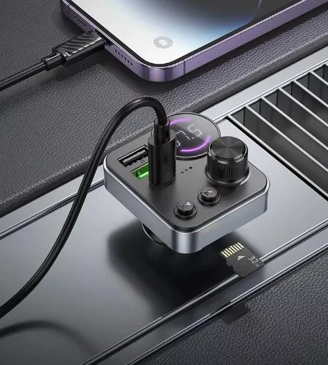 FM модулятор (трансмиттер) Hoco bluetooth,  черный HOCO - миниатюра 3