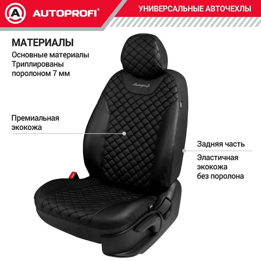 Авточехлы на весь салон, Premium, Guardian. Премиальная экокожа, черн./черн./черн. - миниатюра 6