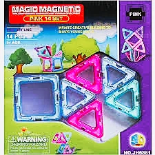 JH6861 Магнитный конструктор, Magic Magnetic, 14 деталей, 8 треугольников, 6 квадратов
