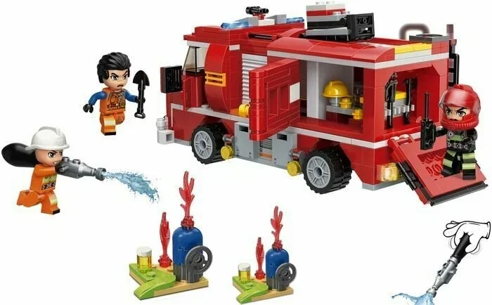 Конструктор Qman "Пожарная служба", аналог Лего LEGO, 370 деталей, вода