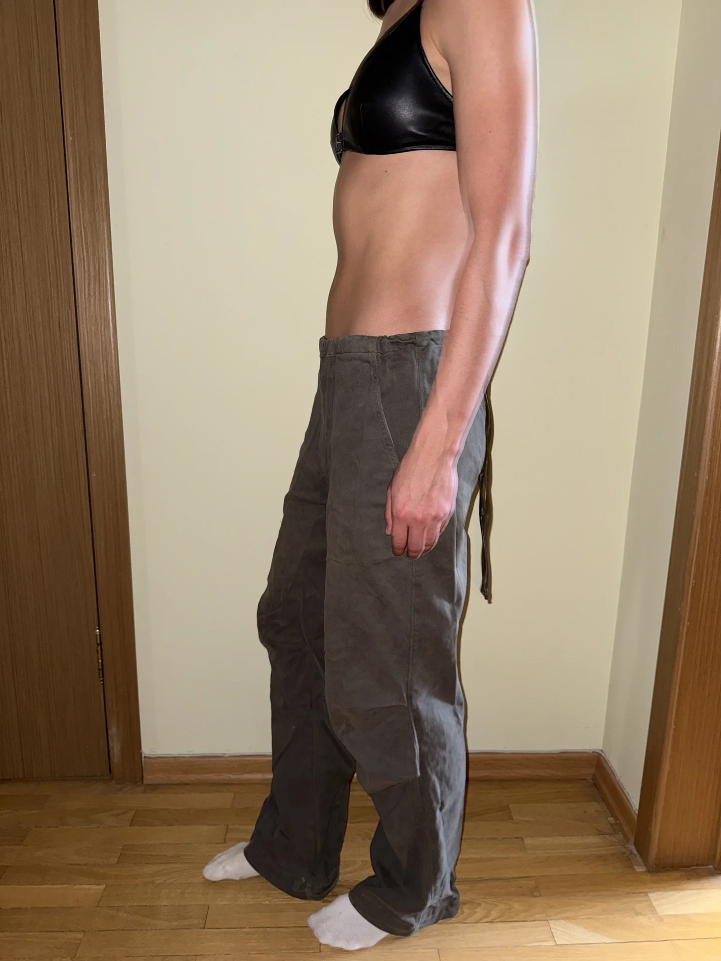 Карго джинсы цвета хаки S/M - миниатюра 2