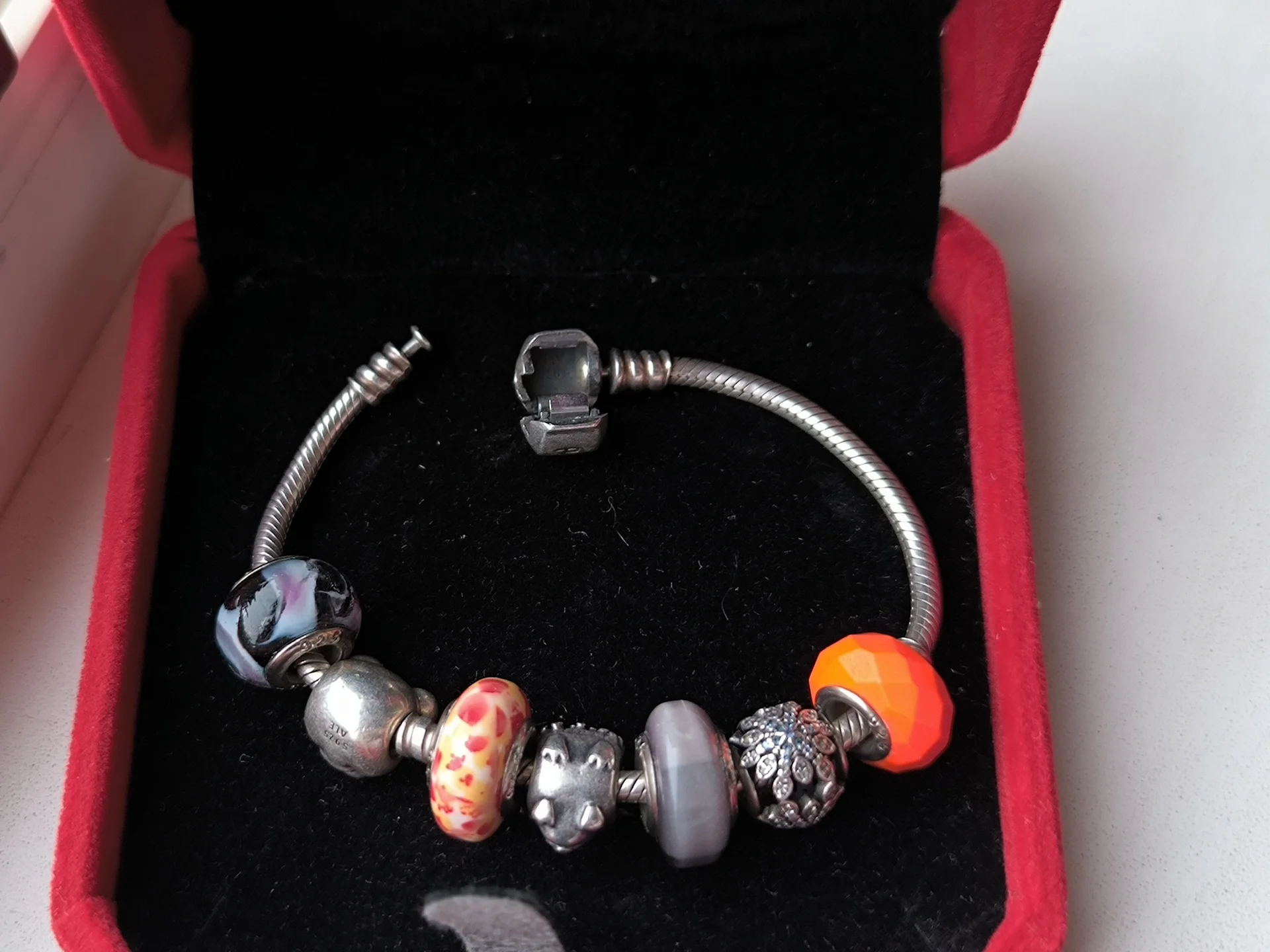 Серебряный браслет Pandora с шармами. Винтаж - миниатюра 3