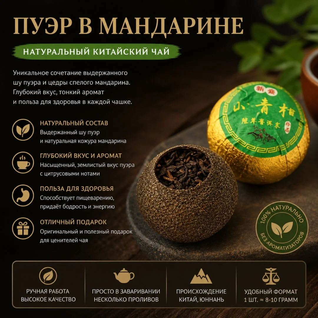 Чай пуэр в мандарине - изображение 1