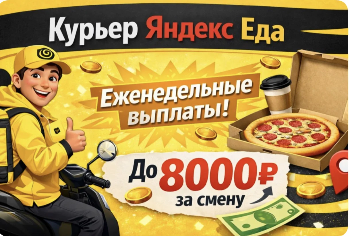 Курьер Яндекс Еда Еженедельные выплаты - изображение 1