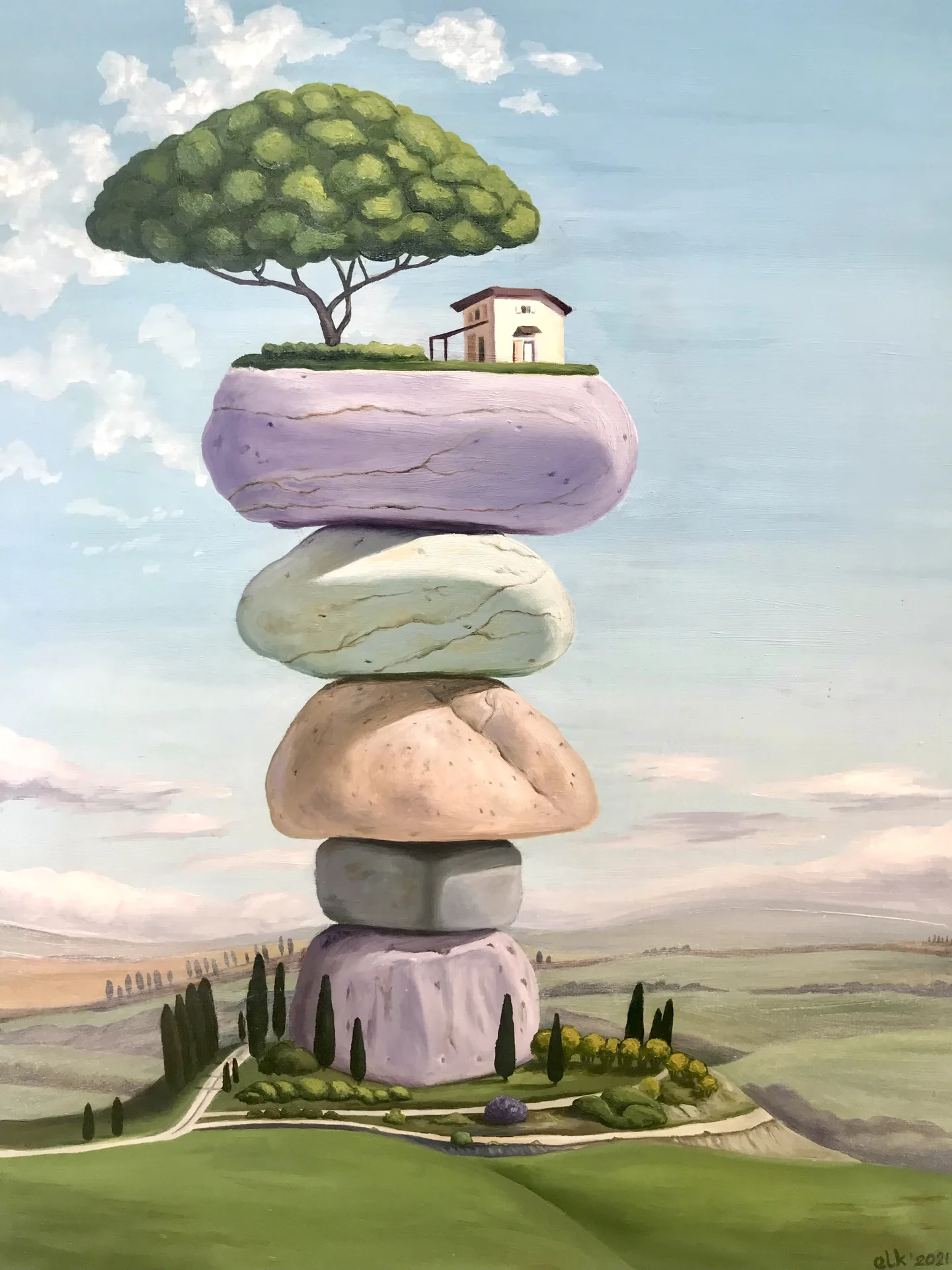 Картина маслом, пейзаж, камни, 50*40 - миниатюра 2