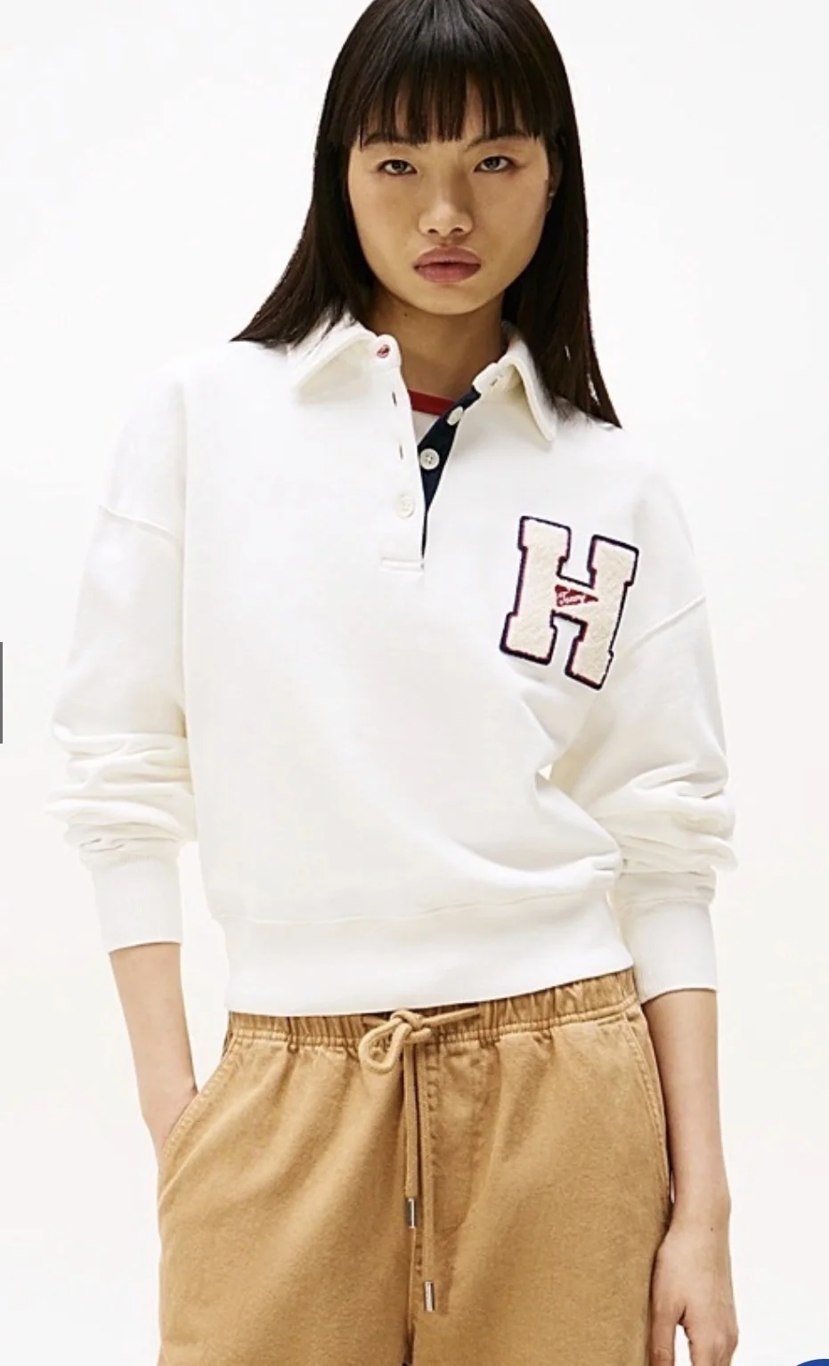 Свитшот Tommy Hilfiger поло с нашивкой "Н" (белый) - миниатюра 2