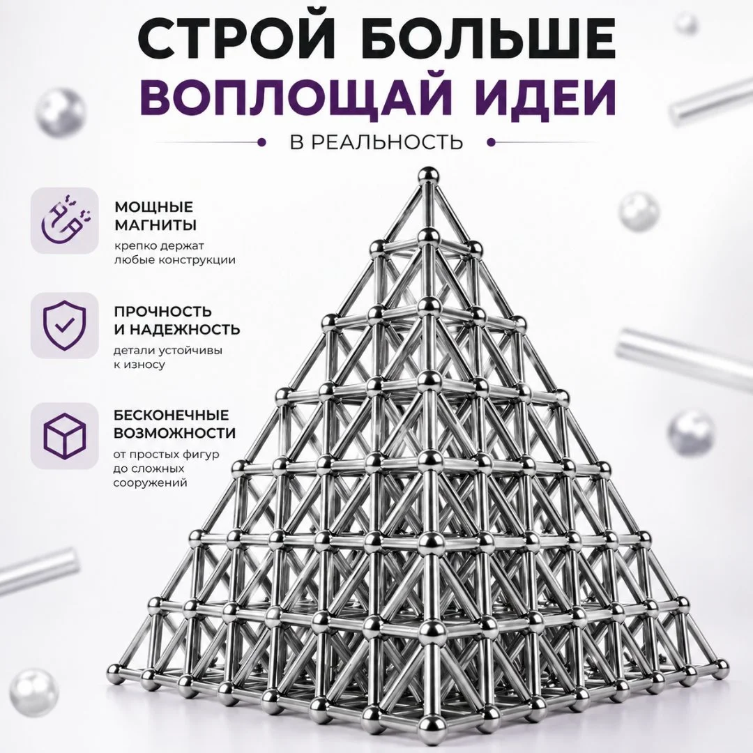 магнитный контруктор неокуб с палочками,антистресс - миниатюра 6